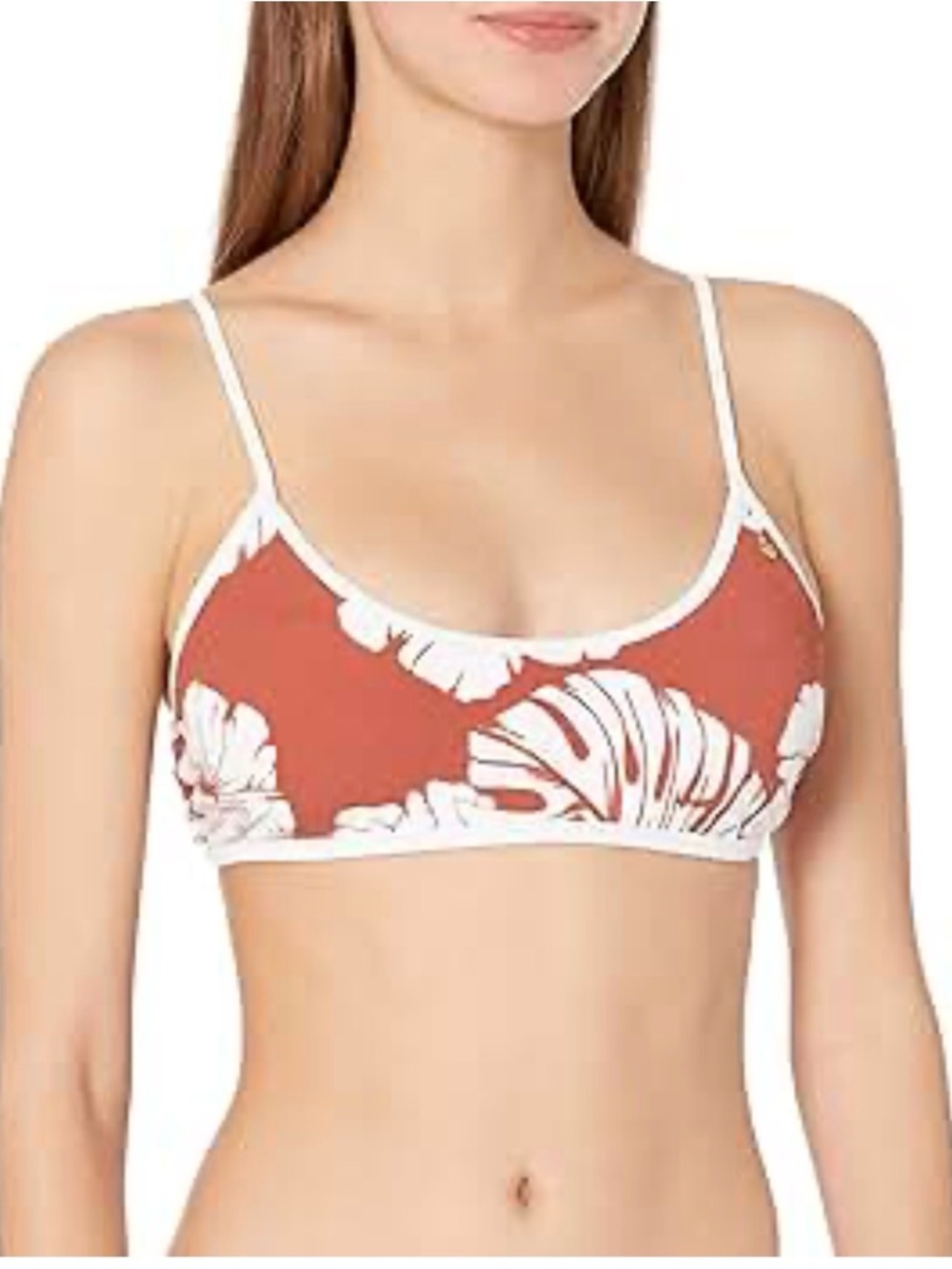 Roxy Floral Graphic Swimsuit Top Sz XS Open Back  Hawaiian Surf Beachy